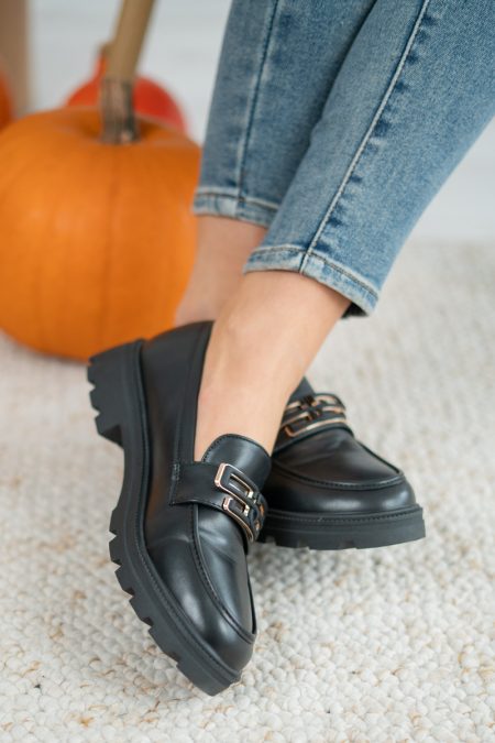 Eleganckie mokasyny na traperze Czarny – Formira 1