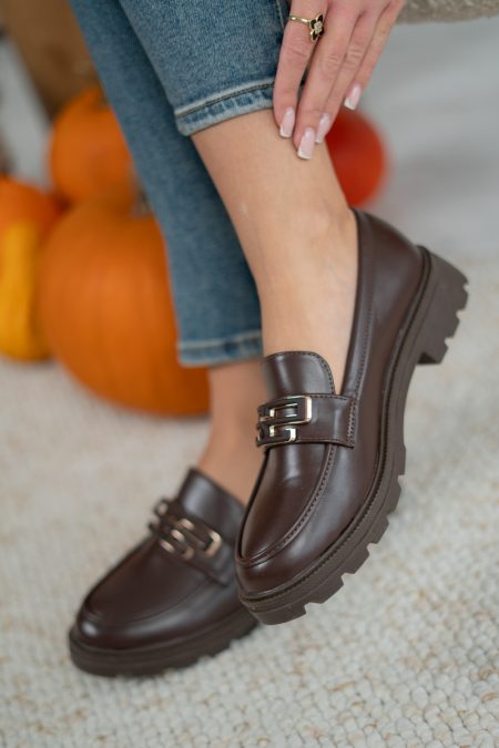 Eleganckie mokasyny na traperze Czekoladowy – Formira 1