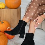 Eleganckie botki zamszowe na niskim obcasie Czarny – Velayne 2