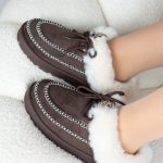 Wsuwane buty z futerkiem Czekoladowe - Elyssira 1