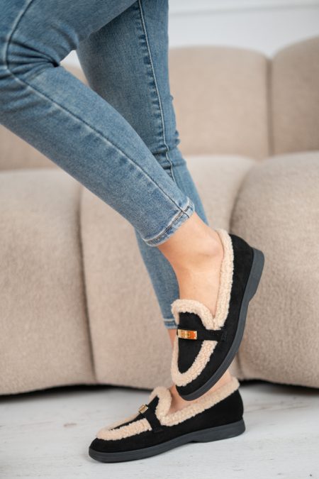 Mokasyny z barankiem Czarny – Belvoria 1