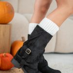 Botki z klamrą na niskim obcasie Czarny – Novyrel 1