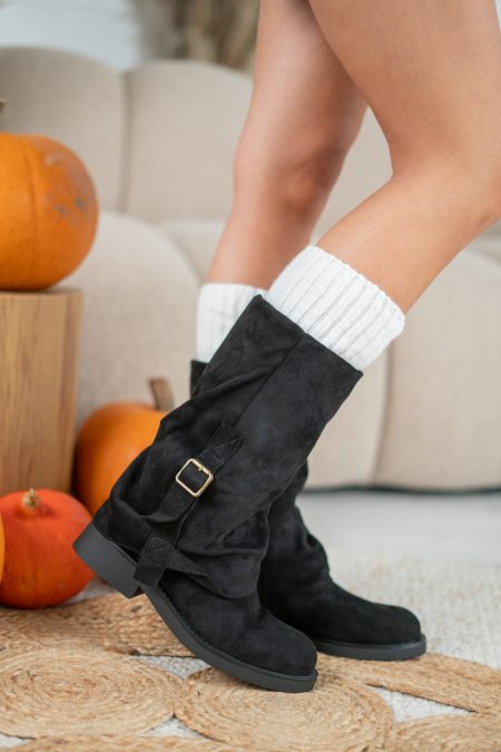 Botki z klamrą na niskim obcasie Czarny – Novyrel 1
