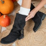 Botki z klamrą na niskim obcasie Czarny – Novyrel 2