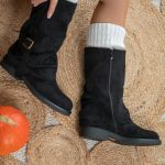 Botki z klamrą na niskim obcasie Czarny – Novyrel 4