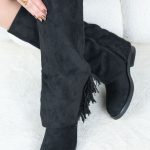 Kozaki z frędzlami na niskim obcasie Czarne - Carmisse 5