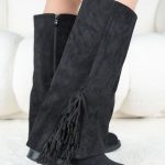 Kozaki z frędzlami na niskim obcasie Czarne - Carmisse 1