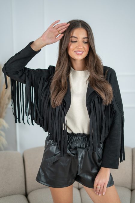 Ramoneska damska z frędzlami Czarny – Zavriona 1