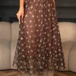 Spódnica tiulowa ze złotą gumką Czekoladowy – Zolivra 1