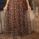 Spódnica tiulowa ze złotą gumką Czekoladowy – Zolivra 4