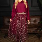 Spódnica tiulowa ze złotą gumką Bordowy – Zolivra 1