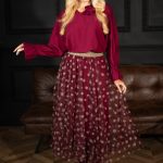 Spódnica tiulowa ze złotą gumką Bordowy – Zolivra 2