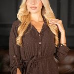 Sukienka midi półdługa Czekoladowy – Calynne 4