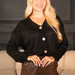 Sweter rozpinany w serek Czarny – Orlissea 2