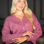 Sweter rozpinany w serek Fioletowy – Orlissea 2