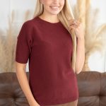 Sweter z rękawem 3/4 Bordowy – Zerissa 8