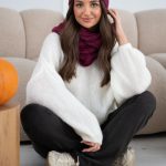 Czapka damska alpaka Bordowy – Alvoria 3