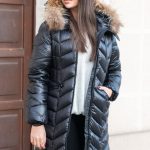 Kurtka błyszcząca z futrem naturalnym Czarny – Lustriva 5