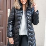 Kurtka błyszcząca z futrem naturalnym Czarny – Lustriva 3