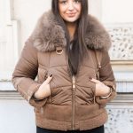 Kurtka z futrzanym kapturem Czekoladowy – Evralyn 5
