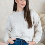 Gładki sweter damski Beżowy – Silvora 1