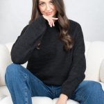 Gładki sweter damski Czarny – Silvora 4