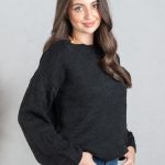 Gładki sweter damski Czarny – Silvora 2