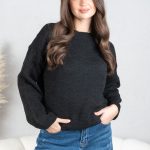 Gładki sweter damski Czarny – Silvora 1