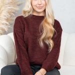 Gładki sweter damski Bordowy – Silvora 6