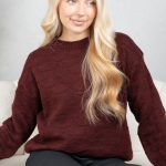 Gładki sweter damski Bordowy – Silvora 4