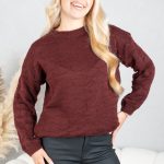 Gładki sweter damski Bordowy – Silvora 2