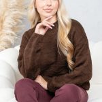 Gładki sweter damski Czekoladowy – Silvora 6