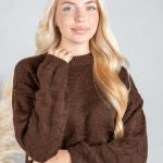 Gładki sweter damski Czekoladowy – Silvora 4