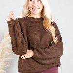 Gładki sweter damski Czekoladowy – Silvora 3