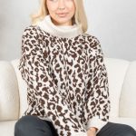 Sweter w panterkę z golfem Beżowy – Panthirra 4