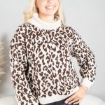 Sweter w panterkę z golfem Beżowy – Panthirra 3