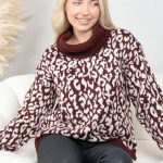 Sweter w panterkę z golfem Bordowy – Panthirra 5