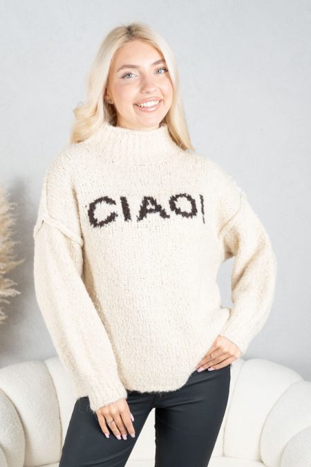 Sweter boucle CIAO! Beżowy – Cialisse 1