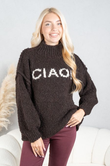 Sweter boucle CIAO! Czekoladowy – Cialisse 1