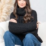 Sweter boucle z golfem Czarny – Molivane 4