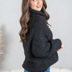 Sweter boucle z golfem Czarny – Molivane 3