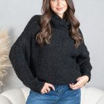 Sweter boucle z golfem Czarny – Molivane 1