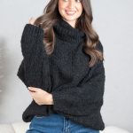 Sweter boucle z golfem Czarny – Molivane 2