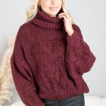 Sweter boucle z golfem Bordowy – Molivane 1