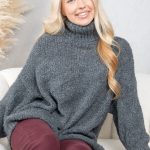 Sweter boucle z golfem Fango – Molivane 6