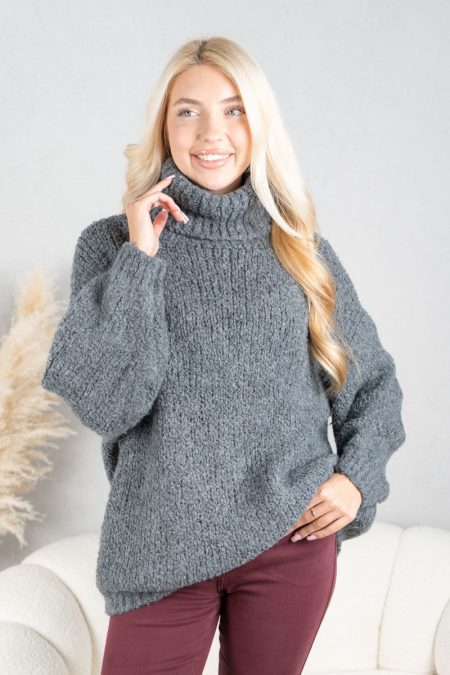 Sweter boucle z golfem Fango – Molivane 1