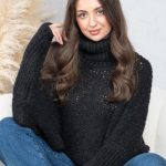 Sweter boucle z golfem oversize Czarny – Dalirrae 6