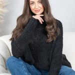 Sweter boucle z golfem oversize Czarny – Dalirrae 4