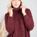 Sweter boucle z golfem oversize Bordowy – Dalirrae 4