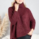 Sweter boucle z golfem oversize Bordowy – Dalirrae 2